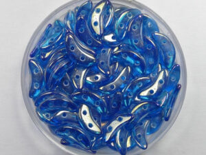CZM-CR-S1C60080 2 hole Crescent Beads, 10x3 mm, Czech Mates, Luster Iris Capri Blue - Afbeelding 1