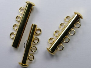 Ronde schuifsluiting, 4 strengen, gold plated - Afbeelding 1