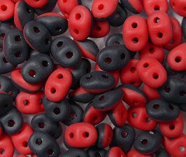 SD-93298-84110 Black/Red Matte Opaque Matubo SuperDuo Duets 10 gram