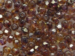 FP1-03-00030LG Crystal Gold Smoky Topaz Luster Czech Glass Facet Firepolish 3 mm 50 stuks