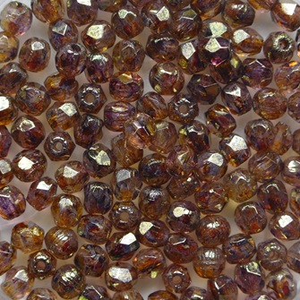 FP1-03-00030LG Crystal Gold Smoky Topaz Luster Czech Glass Facet Firepolish 3 mm color 00030LG