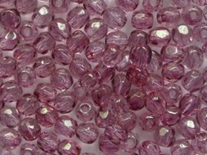 FP1-03-00030LP Luster Transparent Topaz Pink Czech Glass Facet Firepolish 3 mm 50 stuks