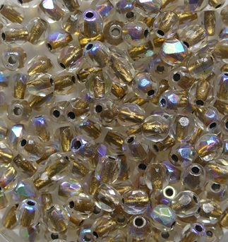 FP1-03-00030XCL Copper Lined Crystal AB Czech Glass Facet Firepolish 3 mm color 00030XCL