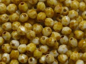 FP1-03-02010-86800 White Alabaster Travertin Czech Glass Facet Firepolish 3 mm 50 stuks