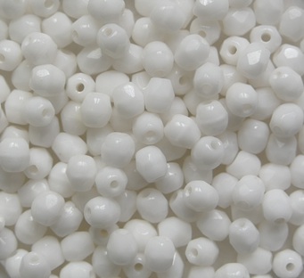 FP1-03-02010 White Alabaster Czech Glass Facet Firepolish 3 mm color 02010