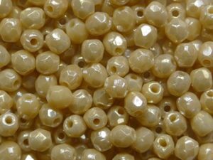 FP1-03-13060LR Luster Iris Antique Beige Czech Glass Facet Firepolish 3 mm 50 stuks