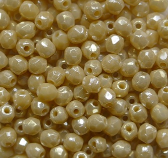 FP1-03-13060LR Luster Iris Antique Beige Czech Glass Facet Firepolish 3 mm color 13060LR