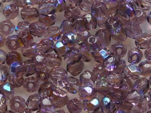 FP1-03-20060X Amethyst AB Czech Glass Facet Firepolish 3 mm