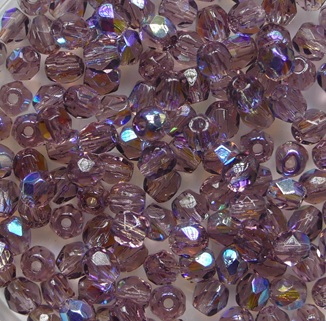 FP1-03-20060X Amethyst AB Czech Glass Facet Firepolish 3 mm color 20060-28701 FP1-03-20060X Amethyst AB Czech Glass Facet Firepolish 3 mm