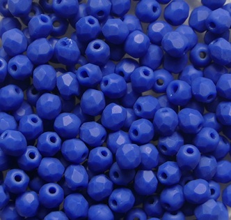 FP1-03-33200M Matte Opaque Blue Czech Glass Facet Firepolish 3 mm color 33200M