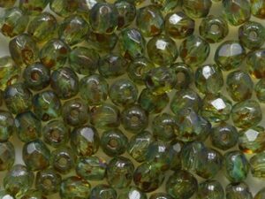 FP1-03-60110-86800 Light Teal Travertin Czech Glass Facet Firepolish 3 mm 50 stuks