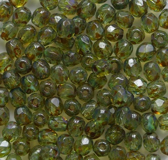 FP1-03-60110-86800 Light Teal Travertin Czech Glass Facet Firepolish 3 mm color 60110T