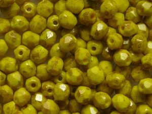 FP1-03-83120P Opaque Yellow Topaz Pink Luster Czech Glass Facet Firepolish 3 mm 50 stuks