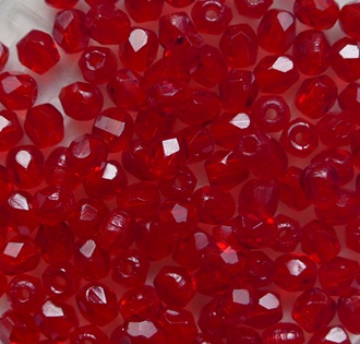 FP1-03-90080 Siam Ruby Czech Glass Facet Firepolish 3 mm color 90080