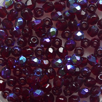 FP1-03-90110X Garnet AB Czech Glass Facet Firepolish 3 mm color 90110X