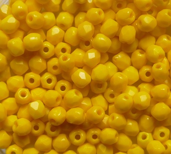 FP1-03-93100 Opaque Sunflower Yellow Czech Glass Facet Firepolish 3 mm color 93100