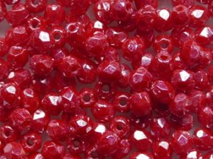 FP1-03-93190L Luster Opaque Light Red Czech Glass Facet Firepolish 3mm 50 stuks