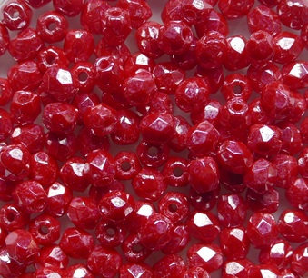 FP1-03-93190L Luster Opaque Light Red Czech Glass Facet Firepolish 3 mm color 93190L