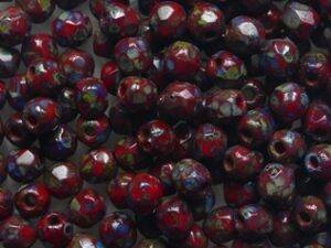 FP1-03-93200-86800 Opaque Red Travertin Czech Glass Facet Firepolish 3 mm 50 stuks