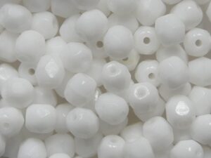 FP1-04-02020 Snow White Czech Glass Facet Firepolish 4mm 50 stuks
