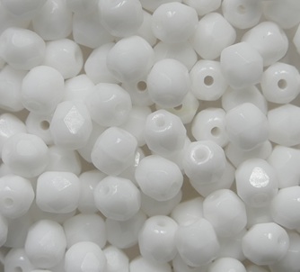 FP1-04-02020 Snow White Czech Glass Facet Firepolish 4mm color 02020
