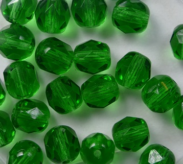 FP1-06-50130 Emerald Czech Glass Facet Firepolish 8mm color 50130