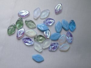 Czech Glass, Leaves , 12x7 mm, Mix Serenity - Afbeelding 1