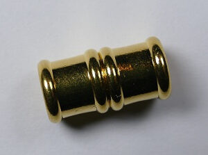 Magnetische 'bamboe'sluiting, 16x8 mm, Goudkleurig