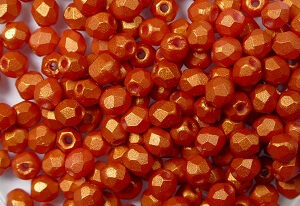 FP1-03-24102AL Gold Shine Red Czech Glass Facet Firepolish 3mm 50 stuks