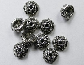 Kralenkapjes, wijnrank, 6x4 mm Antique Silver