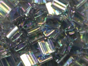 TL-2440D Dark Grey Rainbow Luster Miyuki Tila Beads 5x5 mm