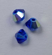 3 mm Blue Capri AB Swarovski Element Bicones
