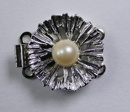 Luxe schuifsluiting met Swarovski parel voor 2 rijen, silver plated