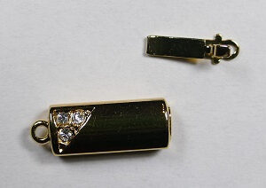 Rechthoekige sluiting voor 1 streng, gold plated