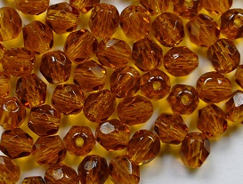 FP1-04-10090 Dark Topaz Czech Glass Facet Firepolish 4mm 50 stuks - Afbeelding 1