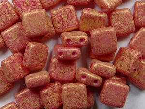 CMT-1002SWH Pacifica Strawberry CzechMates Tile Bead 25 Pc. - Afbeelding 1