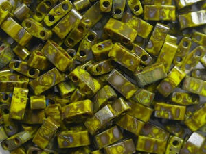 M-HTL-4519 Opaque Yellow Picasso Miyuki Half Tila Beads 5x2,3 mm