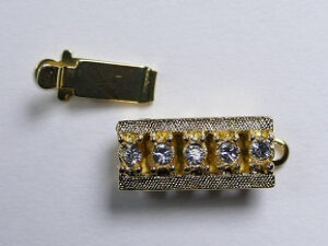 Rechthoekige sluiting voor 1 streng, gold plated
