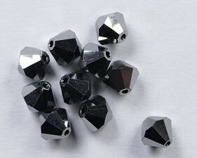 PrBic-06-JHEM Jet Hematite Preciosa Bicones 6 mm 10 stuks