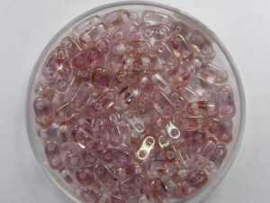 CZM-B-00030LP 2 hole Bar Beads 6x3 mm Czech Mates Luster Transparant Topaz/Pink