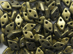 CM-DI-79080MJT Metallic Suede Gold CzechMates 2-hole Diamond Beads, 5 gram