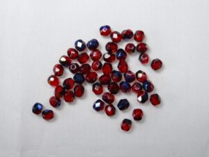 FP1-04-90080BR Blue Iris Siam Ruby Czech Glass Facet Firepolish 4mm