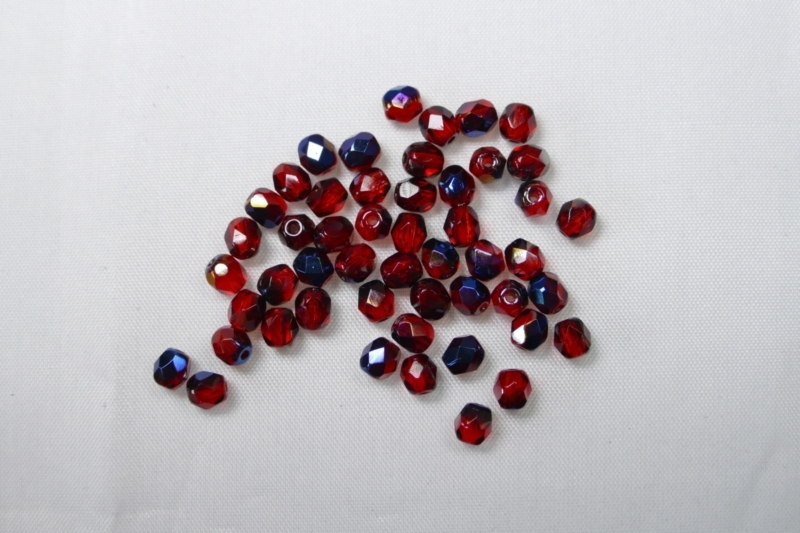 FP1-04-90080BR Blue Iris Siam Ruby Czech Glass Facet Firepolish 4mm FP1-04-90080BR Blue Iris Siam Ruby Czech Glass Facet Firepolish 4mm