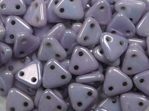 CMTR-02010LE 2 hole Triangle Beads, 6 mm, Czech Mates, Alabaster Luster Metallic Amethyst