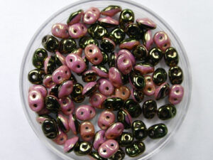 SD-03849-14495 Black/White Red Luster Matubo SuperDuo Duets 10 gram