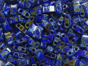M-HTL-4518 Opaque Cobalt Picasso Miyuki Half Tila Beads 5x2,3 mm