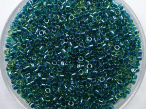 DB-11-0919 Sparkling Dark Teal Lined Chartreuse Miyuki Delica's 11/0
