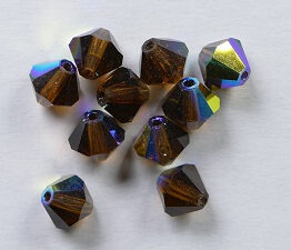 PrBic-06-SMTOPAB Smoked Topaz AB Preciosa Bicones 6 mm 10 stuks