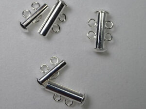 Ronde schuifsluiting, 2 strengen, silver plated - Afbeelding 1