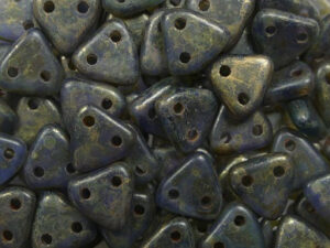 CMTR-30050MLG 2 hole Triangle Beads, 6 mm, Czech Mates, Sapphire Copper Picasso